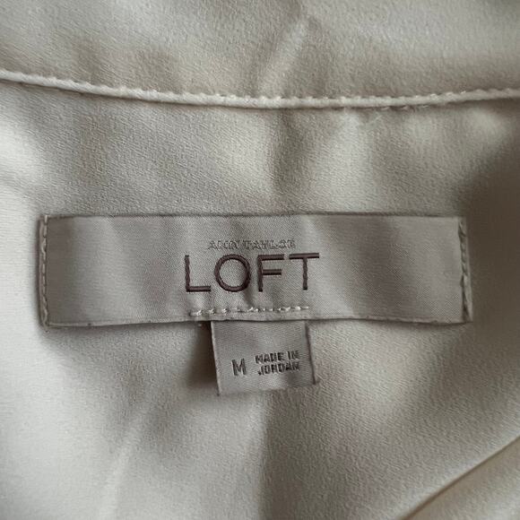 Ann Taylor Loft Ivory Semi Sheer Long Sleeve Top, M - Picture 3 of 4